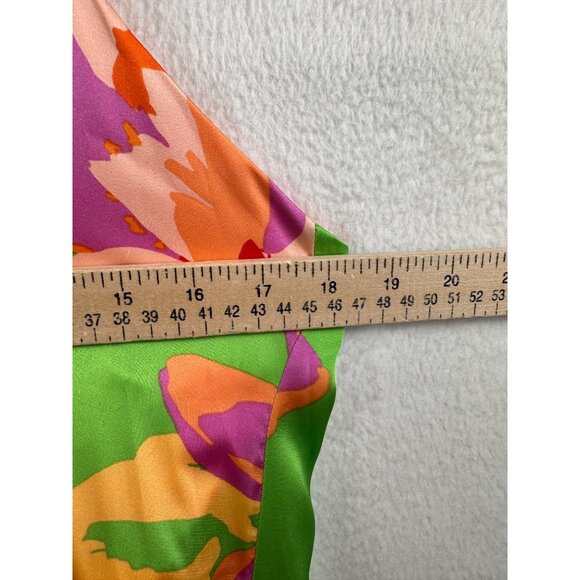 Tahari asl bohemian floral colorful relaxed satin maxi dress orange - Picture 4 of 10